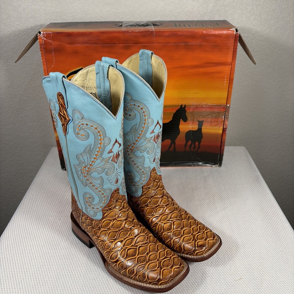 Ferrini Mens Print‎ Cognac Leather Cowboy Boots Style: 9239302080B XCELL - Picture 12 of 15
